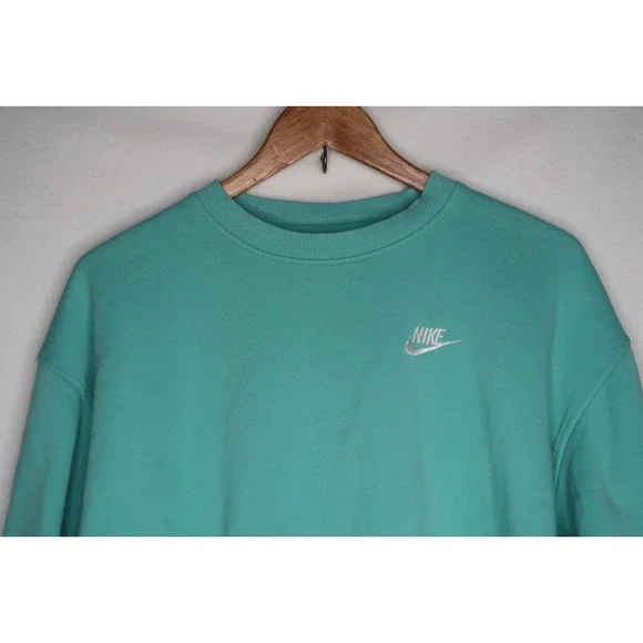 Nike Women's Crewneck Sweatshirt XL Teal Embroidered Swoosh Pullover Lounge - Picture 2 of 11